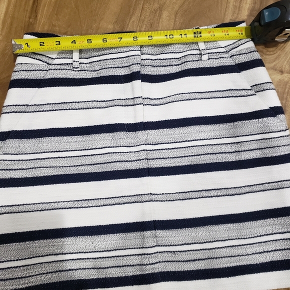 ANN TAYLOR LOFT navy blue & White Cotton Tweed Zip - Picture 5 of 6